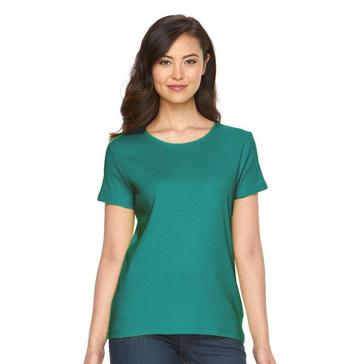 Women's Croft & Barrow&reg; Essential Crewneck Tee, Size: Xl, Turquoise/blue (turq/aqua)