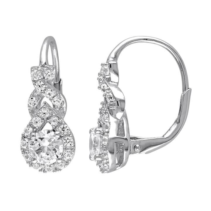 Stella Grace Lab-created White Sapphire Sterling Silver Twist Drop Earrings, Women's