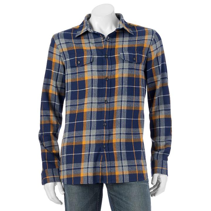 Big & Tall Sonoma Goods For Life&trade; Classic-fit Plaid Button-down Shirt, Men's, Size: L Tall, Gold