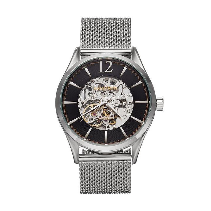 Armitron Men's Stainless Steel Mesh Automatic Skeleton Watch - 20/5237bksv, Grey