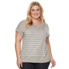Plus Size Apt. 9&reg; Slubbed Cuffed Tee, Women's, Size: 2xl, Grey