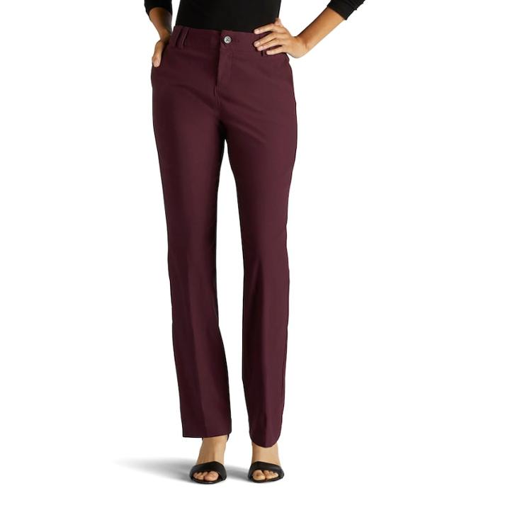 Petite Lee Eden Freedom Straight-leg Dress Pants, Women's, Size: 8 Petite, Dark Red