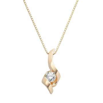 Sirena Collection 14k Gold 1/2-ct. T.w. Round-cut Diamond Solitaire Swirl Pendant, Women's, White