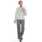 Women's Le Suit Tweed Notch Lapel Pant Suit Set, Size: 6, Beig/green (beig/khaki)