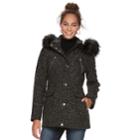 Women's Apt. 9&reg; Textured Faux-fur Trim Coat, Size: Large, Black