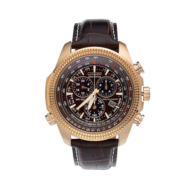 Citizen Men's Eco-drive Perpetual Calendar Leather Chronograph Watch - Bl5403-03x, Brown