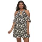 Juniors' Plus Size Candie's&reg; Halter Cold-shoulder Dress, Teens, Size: 1xl, Black