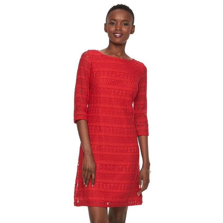 Women's Sharagano Lace Shift Dress, Size: 14, Red