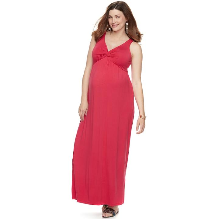 Maternity A:glow Knot Maxi Dress, Women's, Size: M-mat, Med Pink