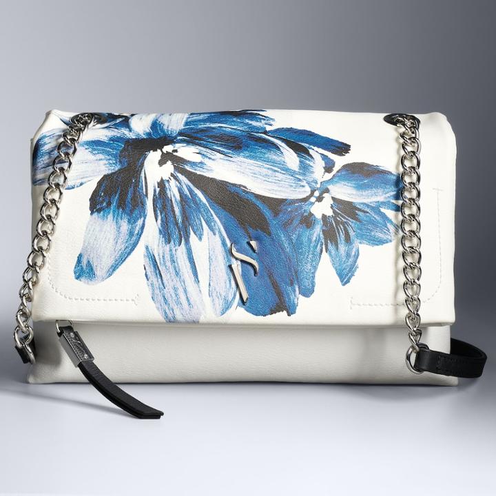 Simply Vera Vera Wang Garrison Double Entry Flap Crossbody Bag, Women's, White