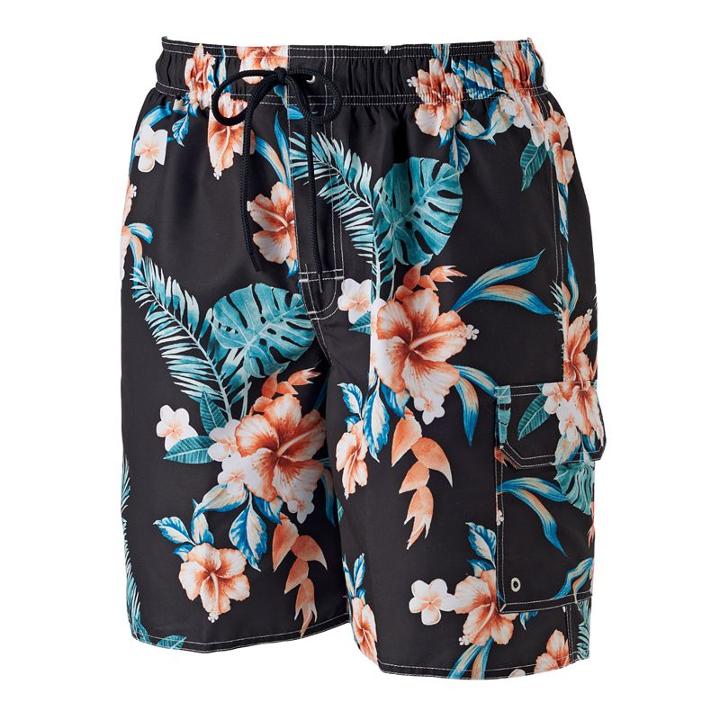 Men's Croft & Barrow&reg; Floral Microfiber Swim Trunks, Size: Medium, Oxford