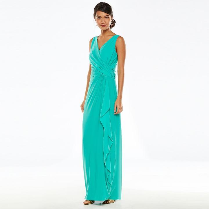Women's Chaps Surplice Drape-front Full-length Dress, Size: 6, Blue