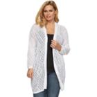 Plus Size Croft & Barrow&reg; Pointelle Open-front Cardigan, Women's, Size: 1xl, White