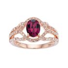 Sterling 'n' Ice 14k Rose Gold Over Silver Crystal Openwork Ring, Women's, Size: 7, Purple