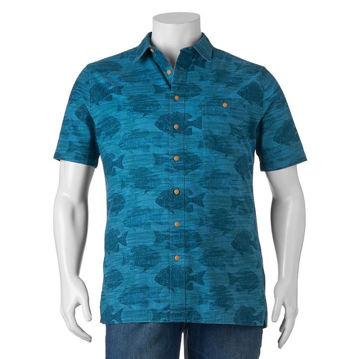 Big & Tall Croft & Barrow&reg; Classic-fit Patterned Crosshatch Button-down Shirt, Men's, Size: 2xb, Blue (navy)