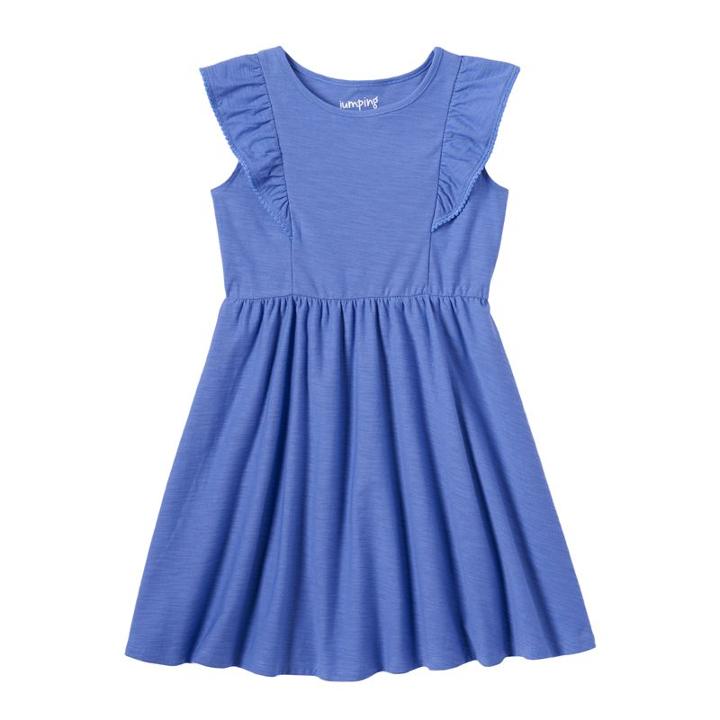 Girls 4-10 Jumping Beans&reg; Ruffle Flutter Solid Skater Dress, Girl's, Size: 4, Blue (navy)
