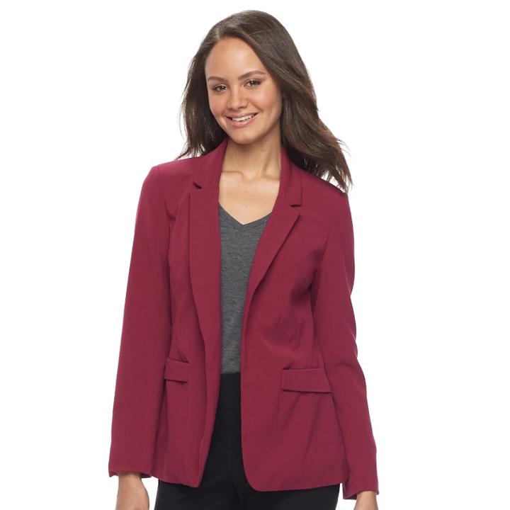Juniors' Candie's&reg; Open-front Blazer, Teens, Size: Large, Drk Purple