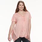 Plus Size World Unity Lace Shark-bite Top, Women's, Size: 2xl, Orange