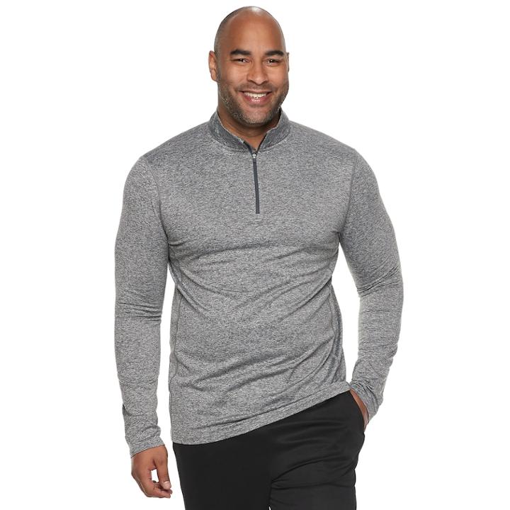 Big & Tall Tek Gear&reg; Stretch Jersey Quarter-zip Pullover, Men's, Size: L Tall, Med Blue