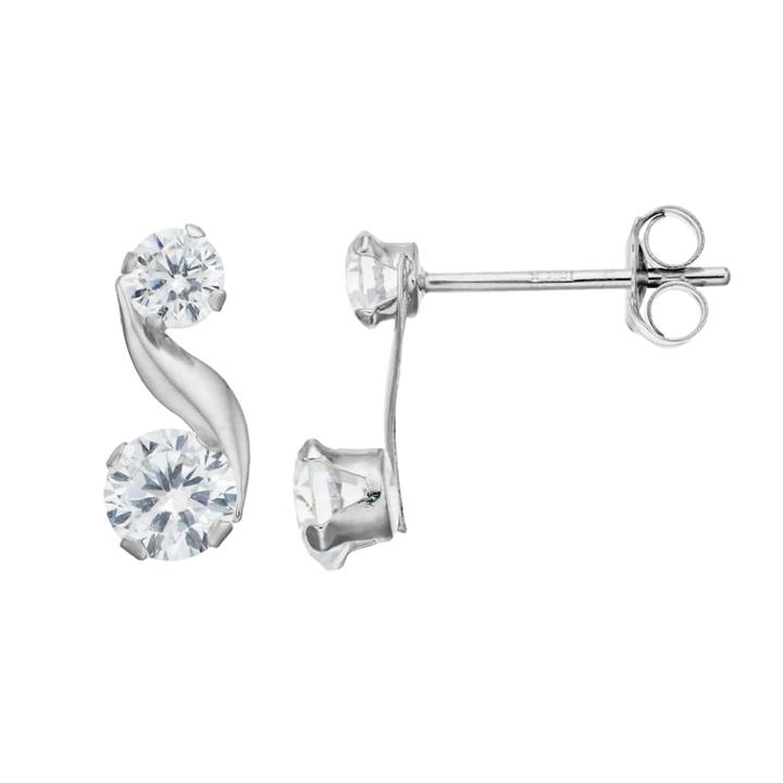 Taylor Grace 10k White Gold Cubic Zirconia Swirl Drop Earrings, Women's