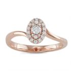 10k Rose Gold 1/4 Carat T.w. Diamond Oval Cluster Ring, Women's, Size: 6, White