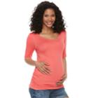 Maternity A:glow Scoopneck Ruched Tee, Women's, Size: M-mat, Med Orange