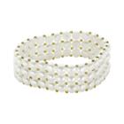 Pearlustre By Imperial Freshwater Cultured Pearl 14k Gold Over Silver Bead Multirow Stretch Bracelet, Women's, Size: 7.5, White