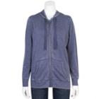 Juniors' Plus Size Grayson Threads Burnout Zip-up Hoodie, Teens, Size: 1xl, Blue (navy)