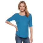 Women's Apt. 9&reg; Essential Elbow-sleeve Tee, Size: Large, Brt Blue