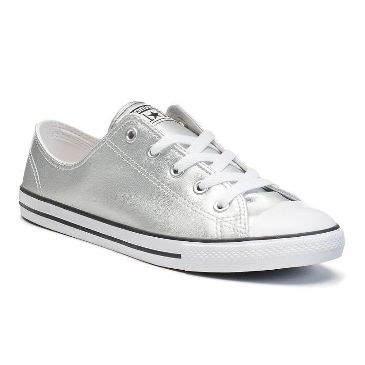 Women's Converse Chuck Taylor All Star Dainty Metallic Leather Shoes, Size: 6, Silver