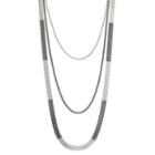 Two Tone Long Multistrand Necklace, Women's, Black