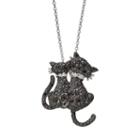 Journee Collection Cubic Zirconia Sterling Silver Cat Pendant Necklace, Women's, Size: 18, Black