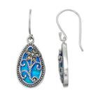 Tori Hill Sterling Silver Simulated Blue Opal & Marcasite Floral Teardrop Earrings, Women's, Grey