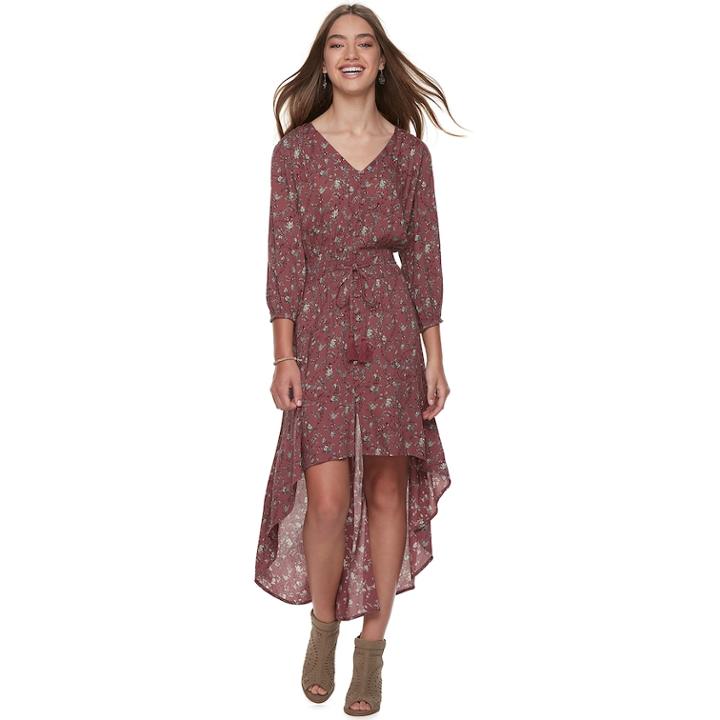 Juniors' American Rag Floral High-low Crinkle Dress, Teens, Size: Xl, Drk Purple
