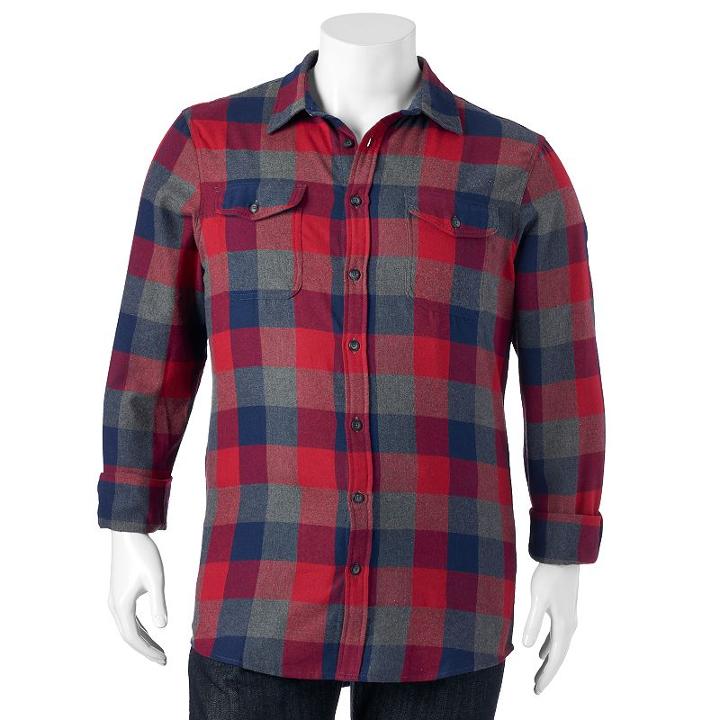 Sonoma Goods For Life, Big & Tall &trade; Classic-fit Plaid Button-down Shirt, Men's, Size: Xl Tall, Red