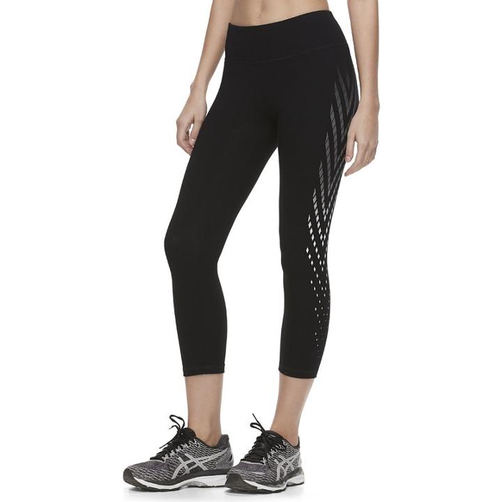 Juniors' So&reg; Graphic Yoga Capri Leggings, Girl's, Size: Large, Black