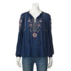 Women's Sonoma Goods For Life&trade; Embroidered Peasant Top, Size: Xxl, Dark Blue