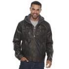 Men's Levi's&reg; Sherpa-lined Faux-leather Hooded Trucker Jacket, Size: Large, Dark Brown