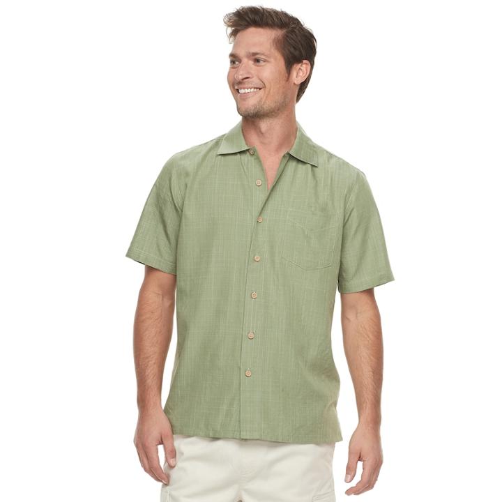 Men's Batik Bay Regular-fit Microfiber Button-down Shirt, Size: Small, Green