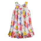 Girls 4-6x Blueberi Boulevard Multi-colored Floral Print Chiffon Dress, Size: 6x, White