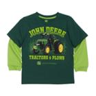 Boys 4-7x John Deere Tractors & Plows Tractor Mock-layer Tee, Size: 5, Green