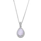 Sterling Silver Ice Cubic Zirconia Teardrop Halo Pendant Necklace, Women's, Size: 18, Pink