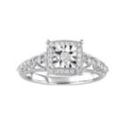 Stella Grace Sterling Silver 1/5 Carat T.w. Diamond Filigree Square Halo Ring, Women's, Size: 6, White