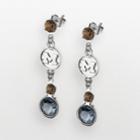 Michigan Wolverines Silver Tone Crystal Logo Linear Drop Earrings, Women's, Multicolor