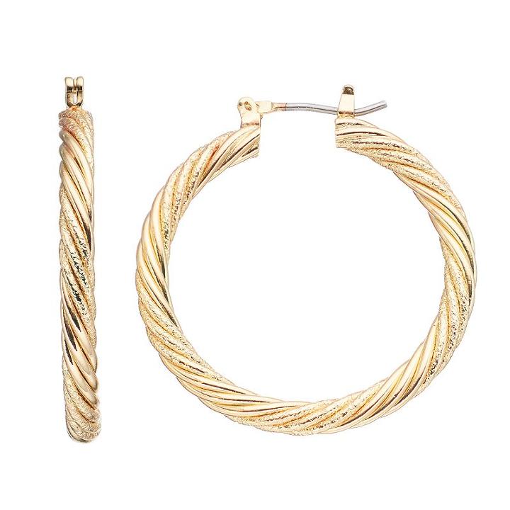 Napier Twisted Nickel Free Hoop Earrings, Women's, Gold
