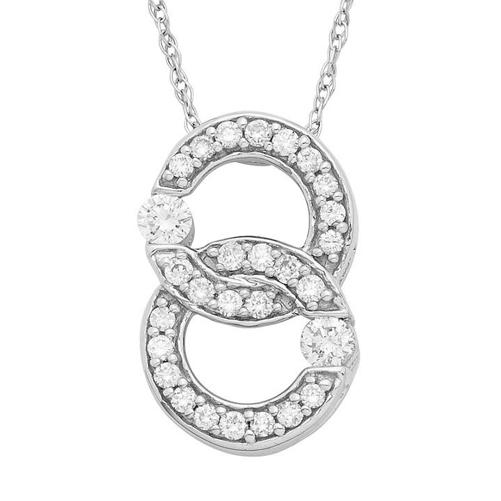 10k White Gold 1/5 Carat T.w. Diamond 2-stone Pendant Necklace, Women's, Size: 18