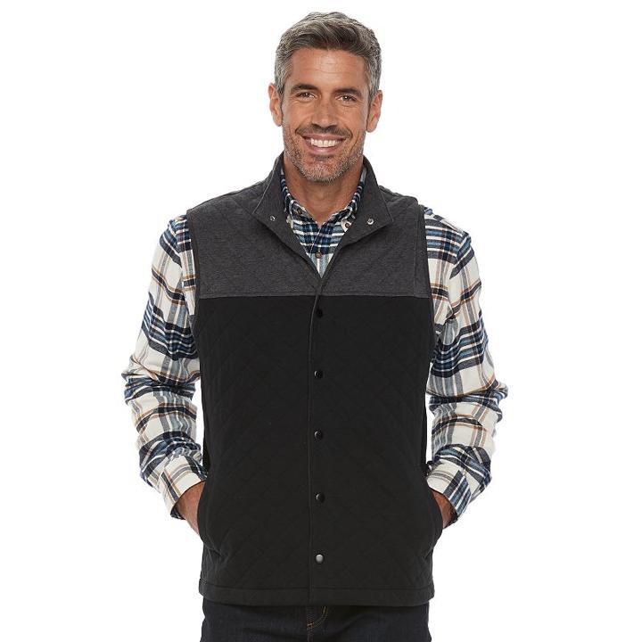 Men's Croft & Barrow&reg; Outdoor Quilted Vest, Size: Large, Black
