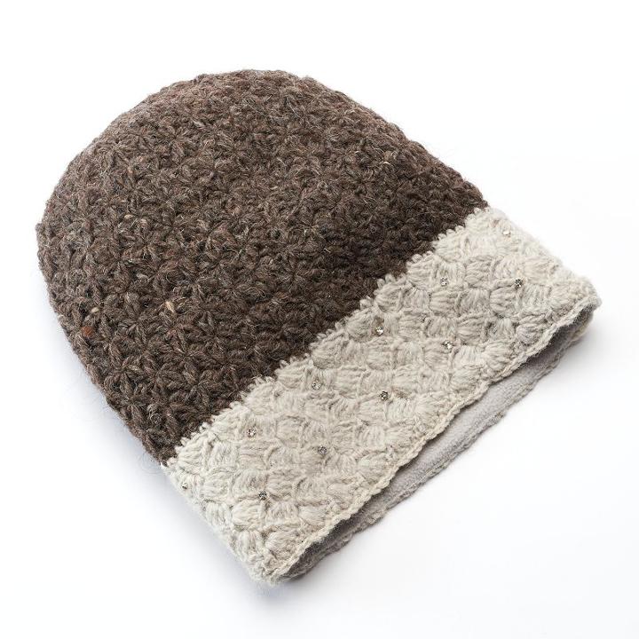 Sijjl Women's Rhinestone Wool Beanie, Grey