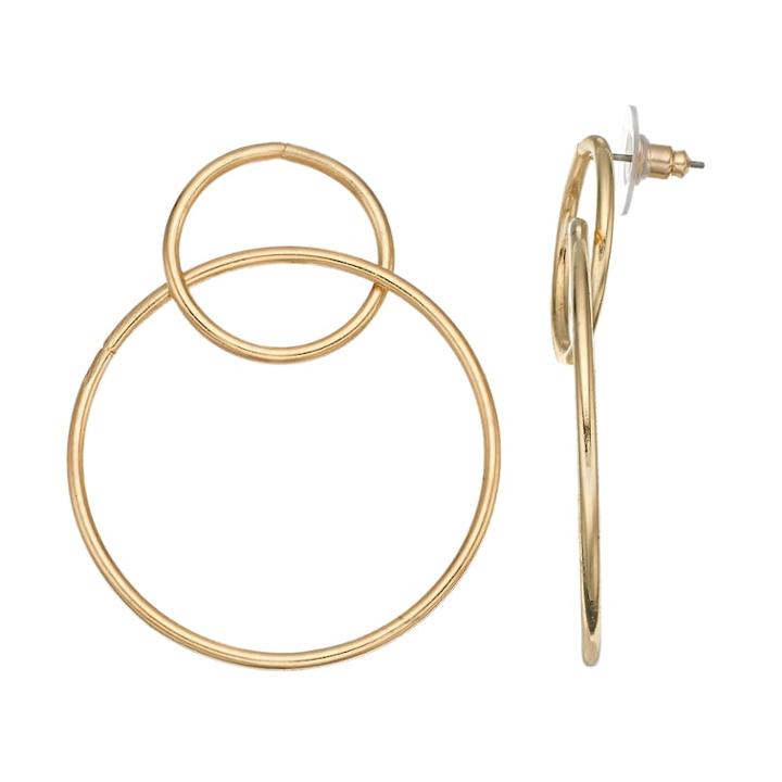 Interlocked Circle Drop Earrings, Women's, Gold
