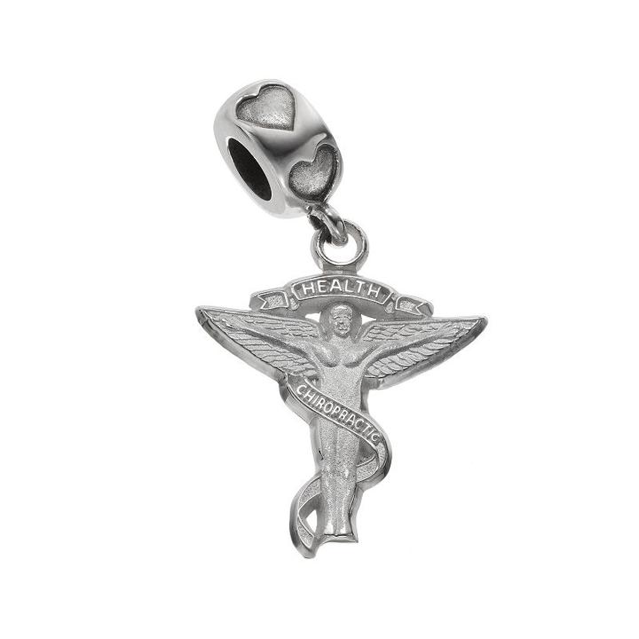 Logoart Sterling Silver Chiropractic Caduceus Charm, Women's, Grey